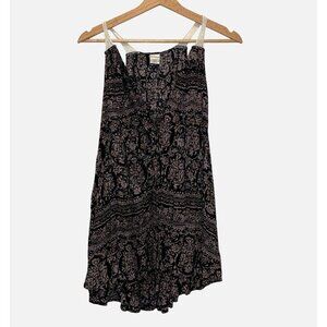 L*Space Black Floral Sleeveless Boho Print Flowy Mini Dress Women's Size XS/S